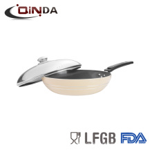 Mejor venta de bajo precio de aluminio forjado prensado pintura antiadherente mármol wok